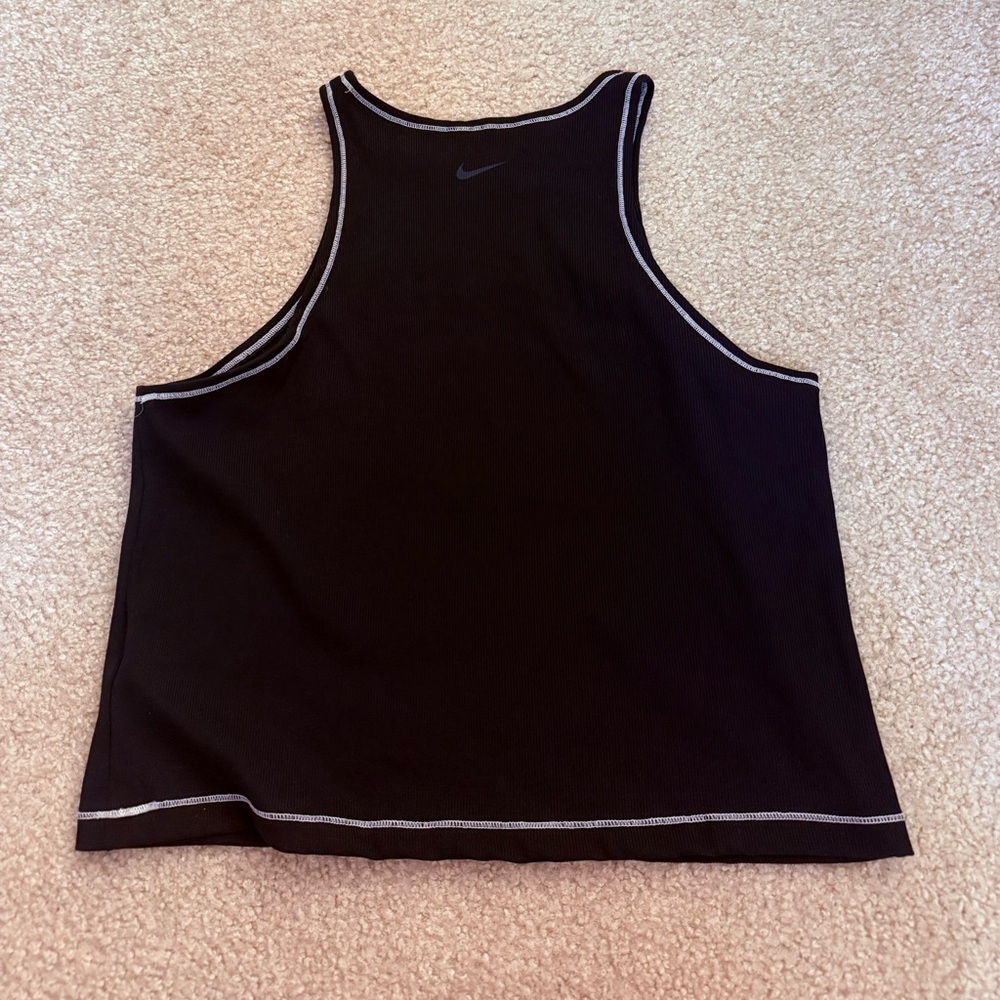 NIKE ONE DRI-FIT black athletic ribbed tank top - Picture 3 of 3